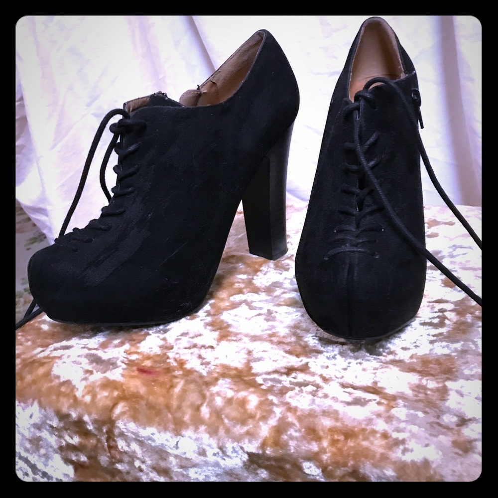 Black lace up booties